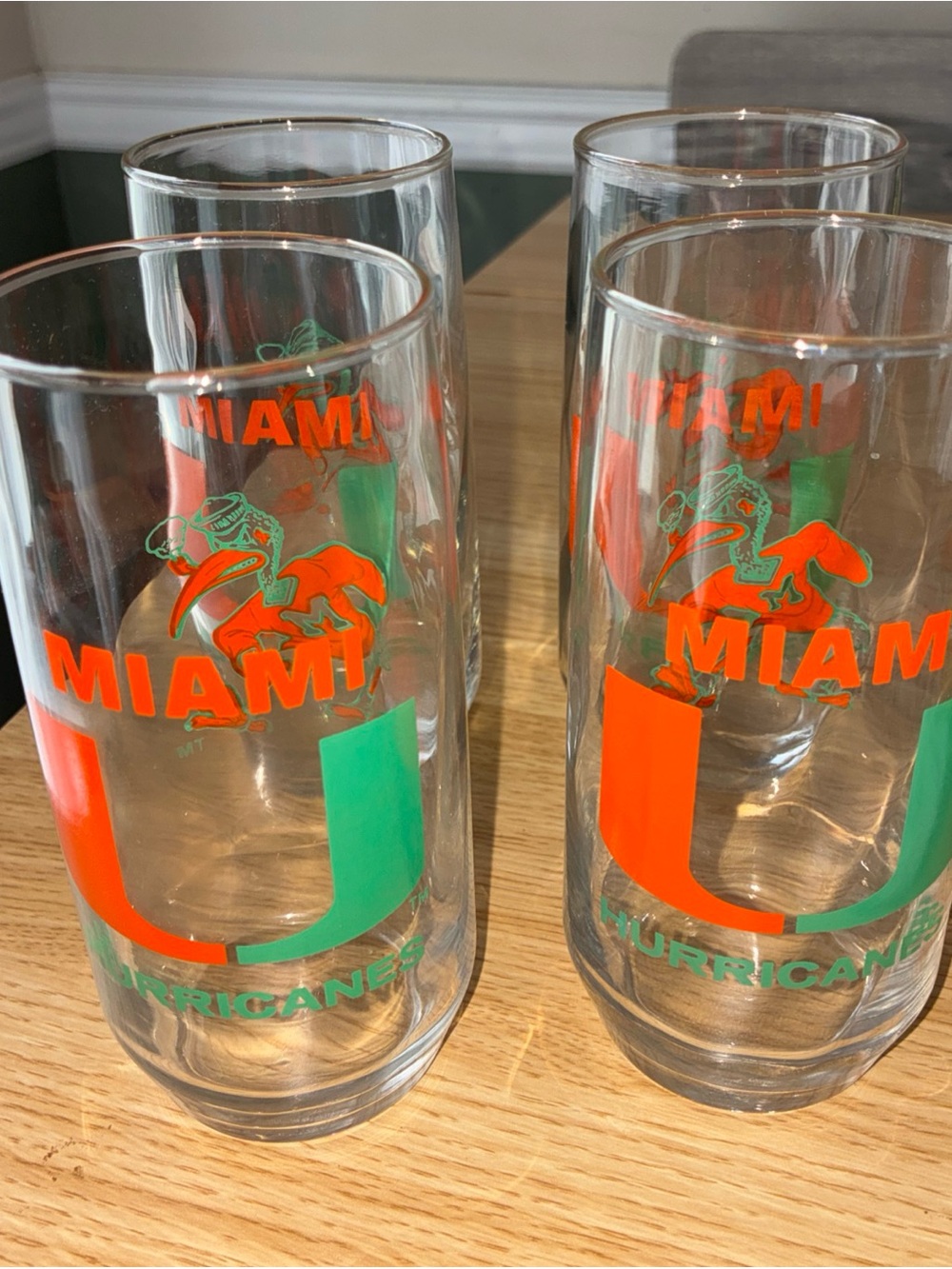 Source Unknown Clear Glasses with Orange and Green Miami Logo